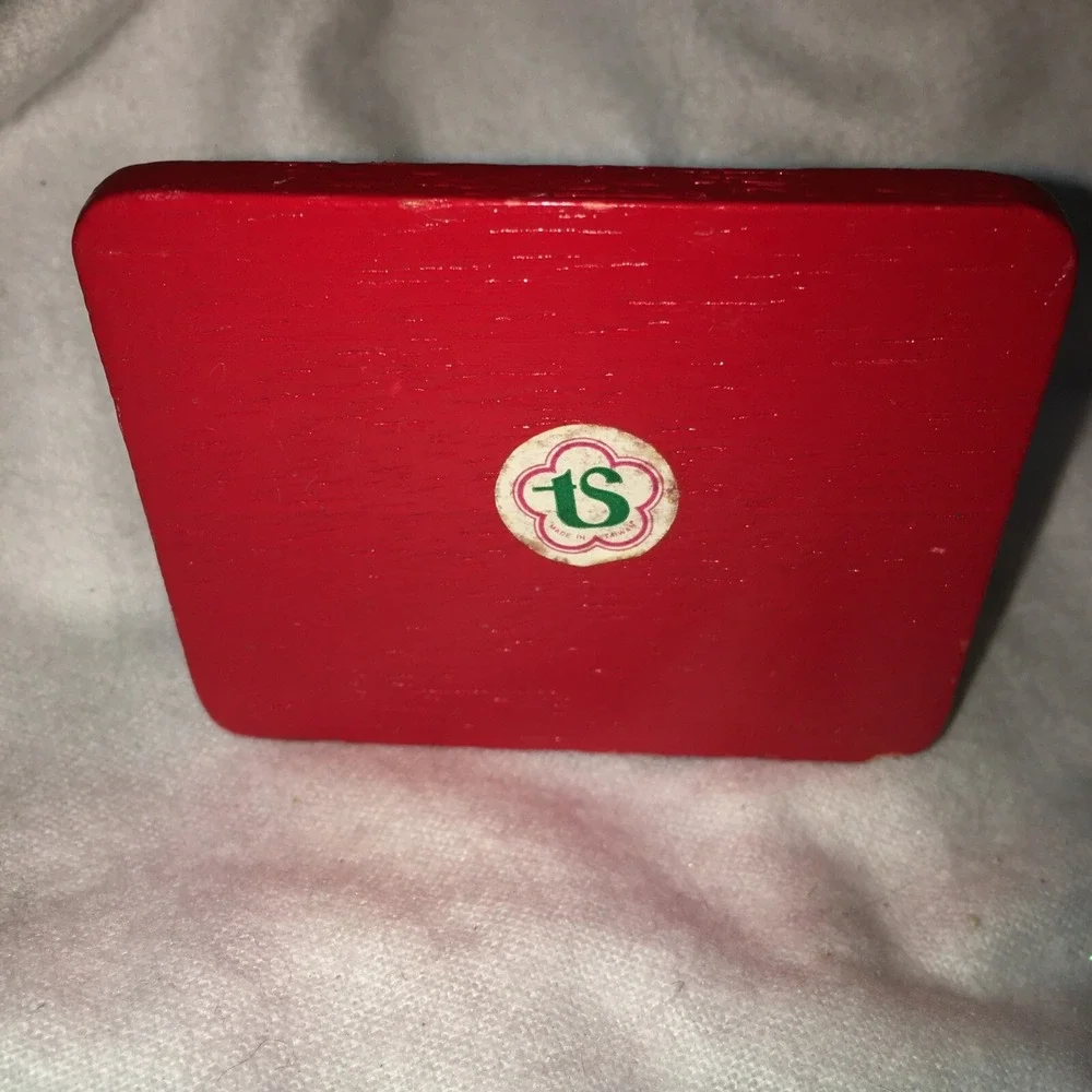 Vintage  Desk Top  Computer Merry Christmas Sceen Holly TS Wood Ornament